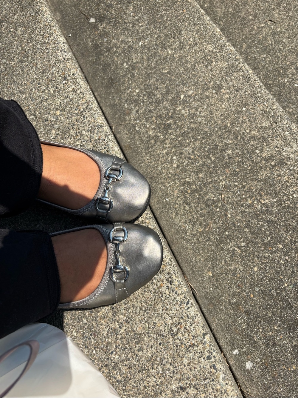 Worn Silver Ballet Flats